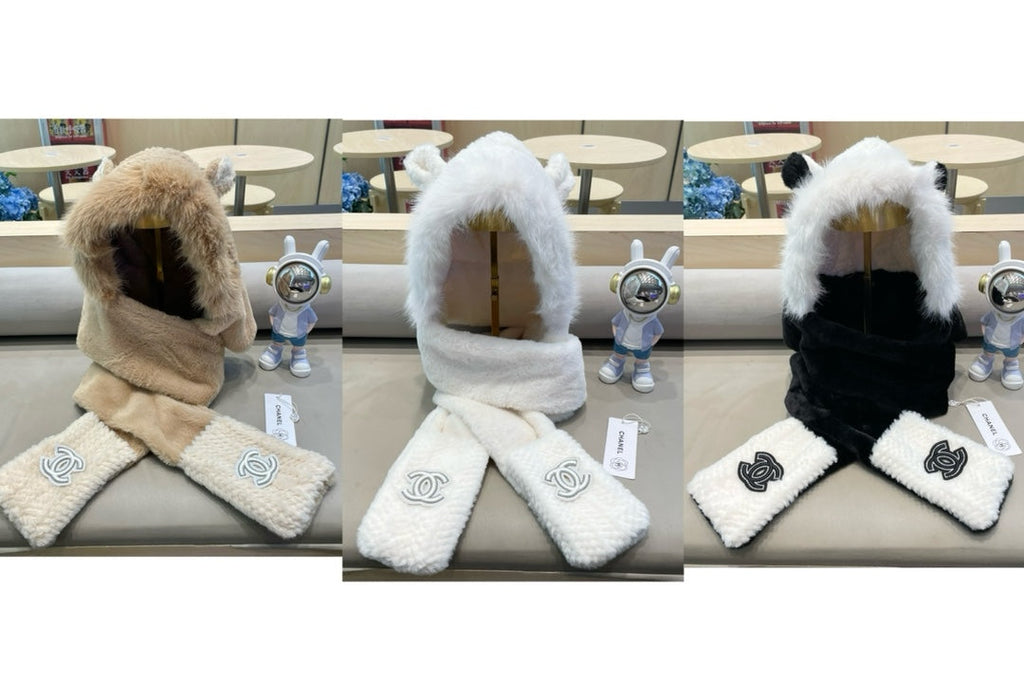 CHANEL BALACLAVA HAT IN CAMEL BEIGE MIX WHITE FLEECE 422215