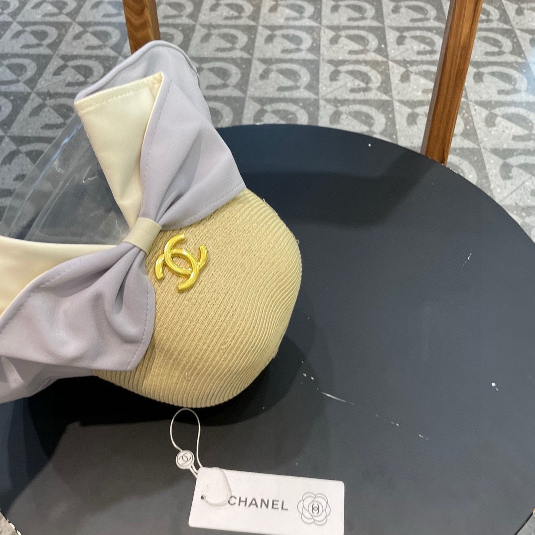 CHANEL BOW BUCKET HAT IN PALE PURPLE MIX BEIGE RAFFIA 426169