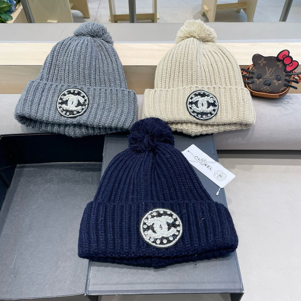 CHANEL KNIT BEANIE HAT IN BEIGE WOOL 430242