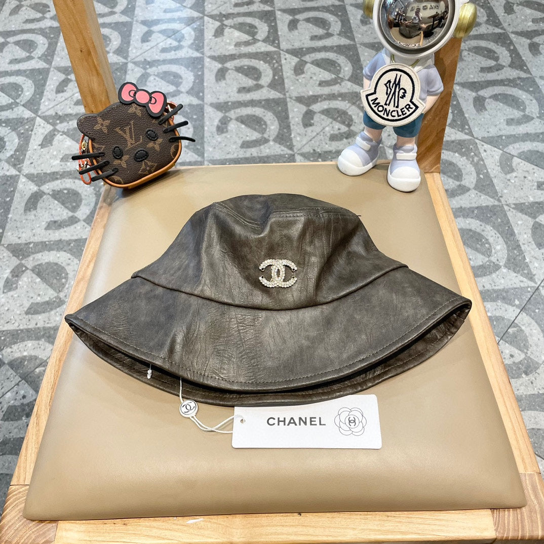 CHANEL BUCKET HAT IN WOOD BROWN CALFSKIN 431731