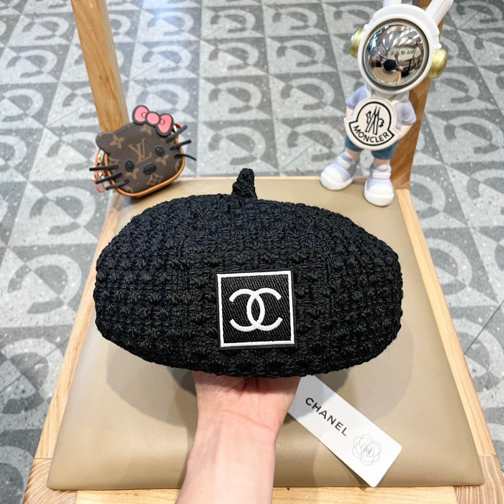 CHANEL BERET HAT BLACK 431752