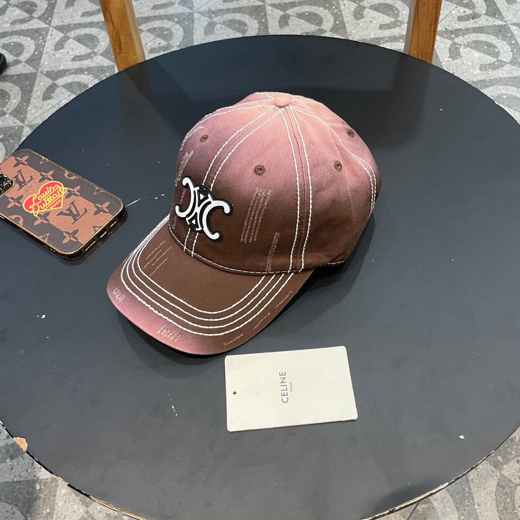 CELINE BASEBALL CAP MODEL 650511 IN BROWN TO PINK OMBRE COTTON
