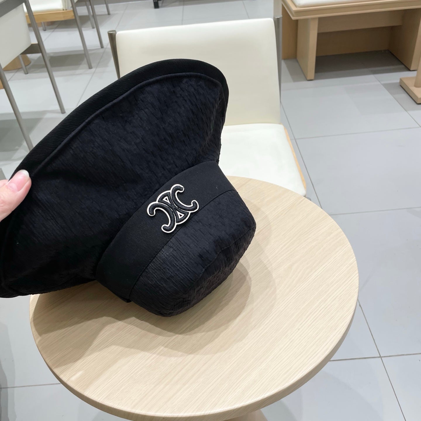CELINE BUKET HAT MODEL 650498 IN NAVY TEXTURED FABRIC