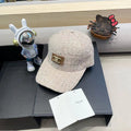 CELINE BASEBALL CAP MODEL 650506 IN BEIGE TEXTURED SPARKLE FABRIC