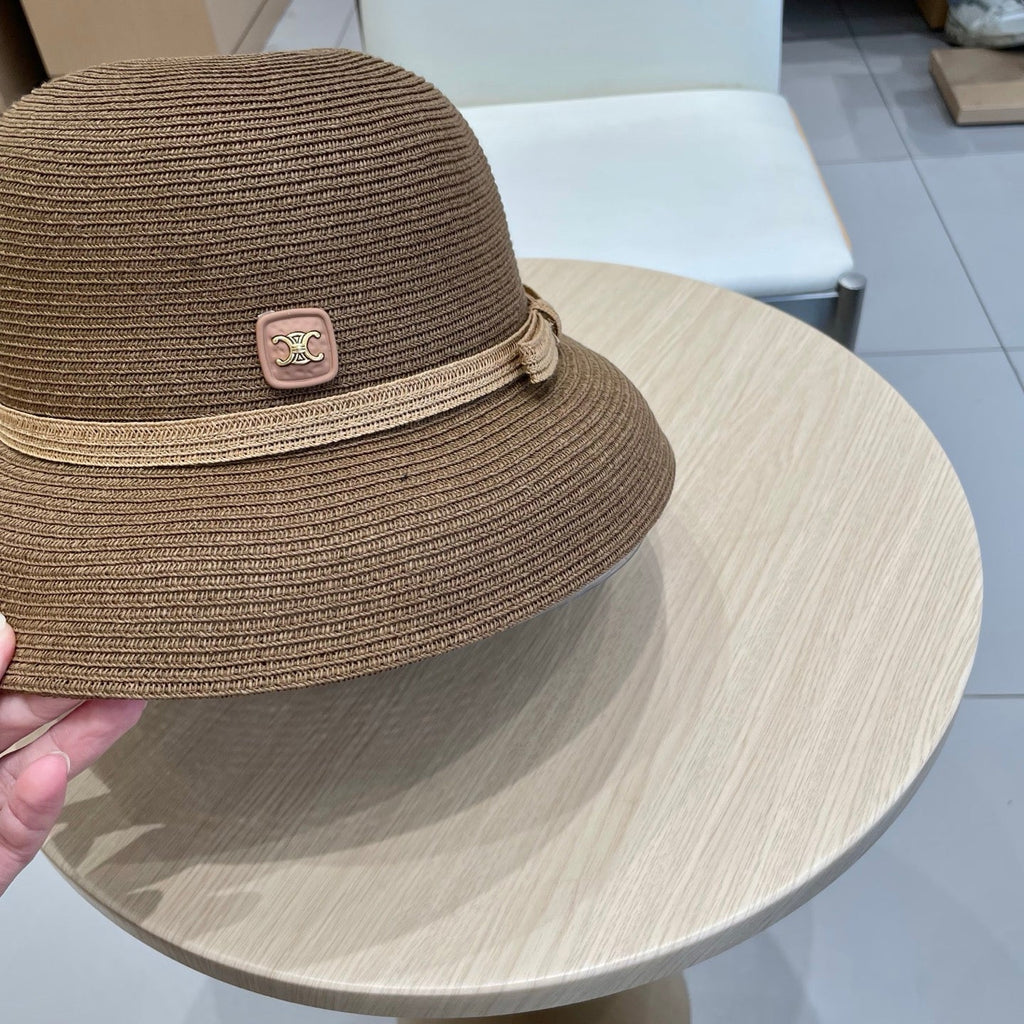 CELINE BUKET HAT MODEL 650559 IN BROWN SPRAY FABRIC