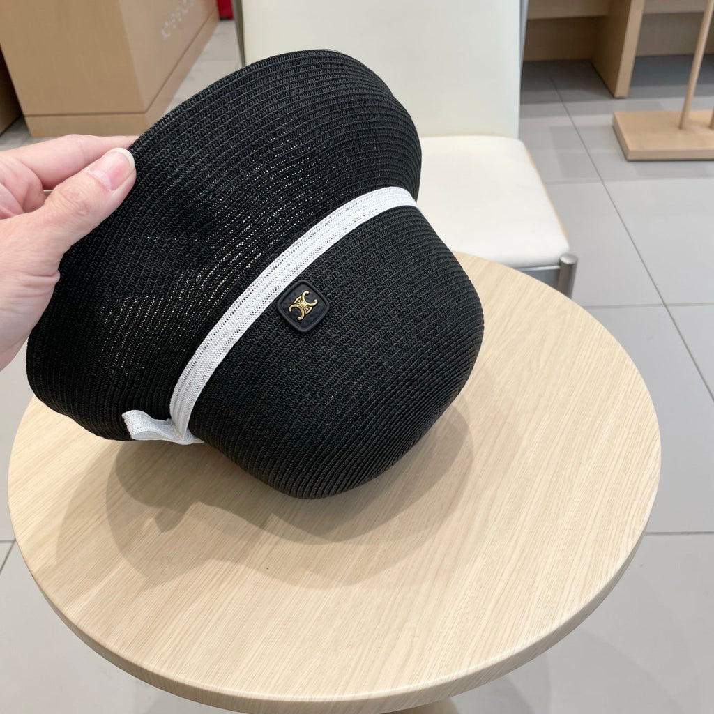CELINE BUKET HAT MODEL 650561 IN BLACK SPRAY FABRIC