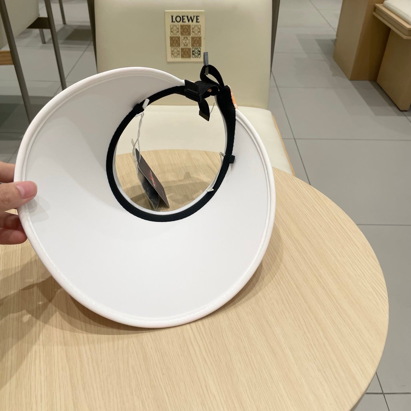 CELINE VISOR HAT MODEL 652202 IN ORANGE AND WHITE FABRIC