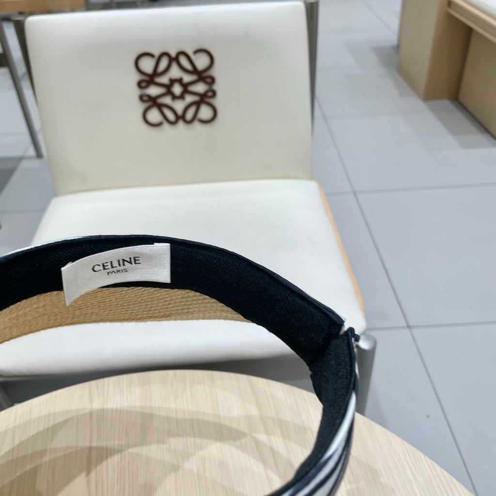 CELINE VISOR HAT MODEL 652216 IN BEIGE WOVEN STRAW