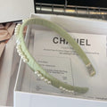 CHANEL HEADBAND GREEN PASTEL SILK 168620