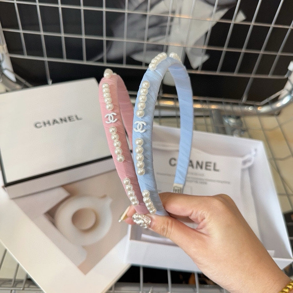 CHANEL HEADBAND BLUSH PINK SILK 168621