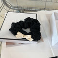 CHANEL BLACK WRINKLED FABRIC SCRUNCHIE 358298