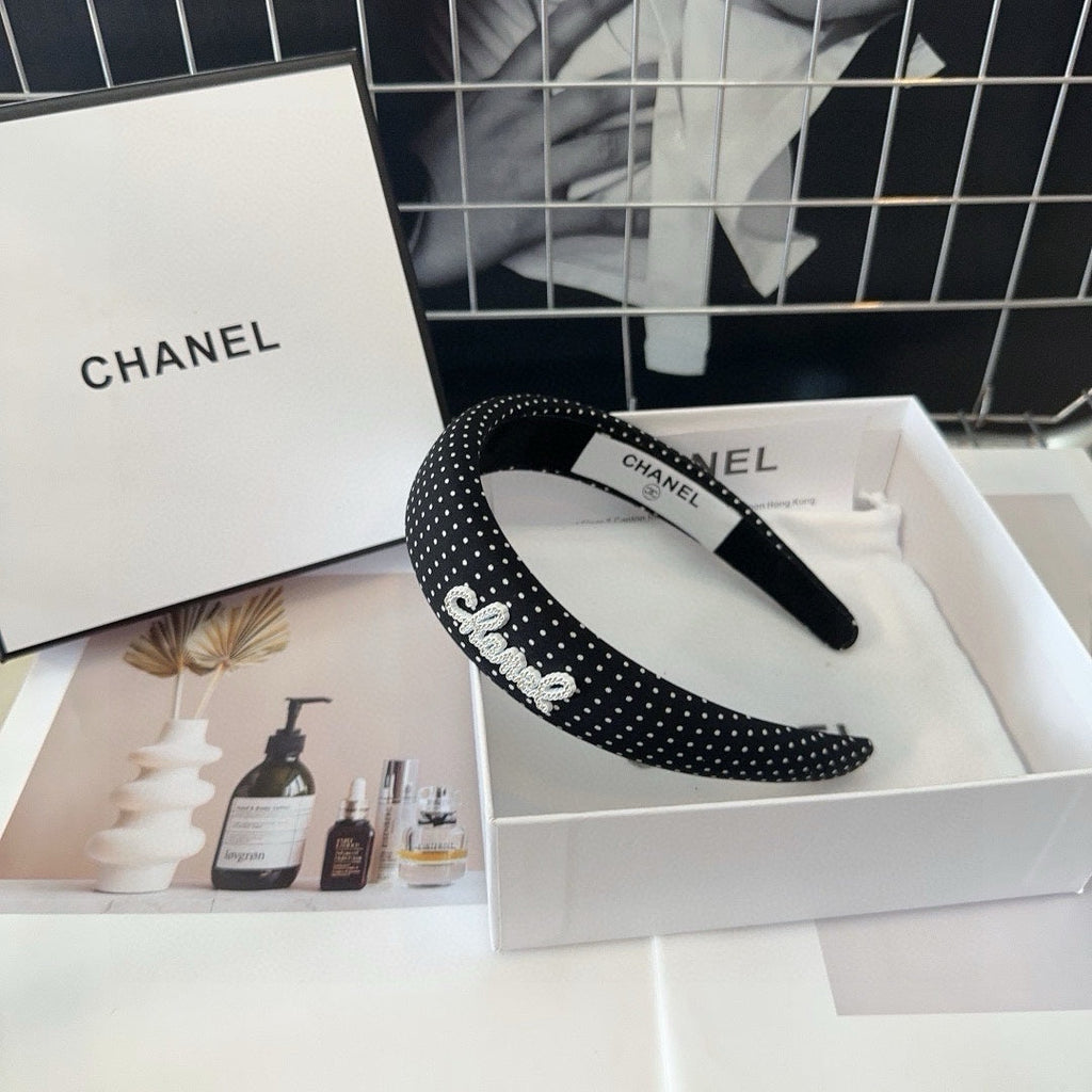 CHANEL BLACK FABRIC HAIRBAND 423658