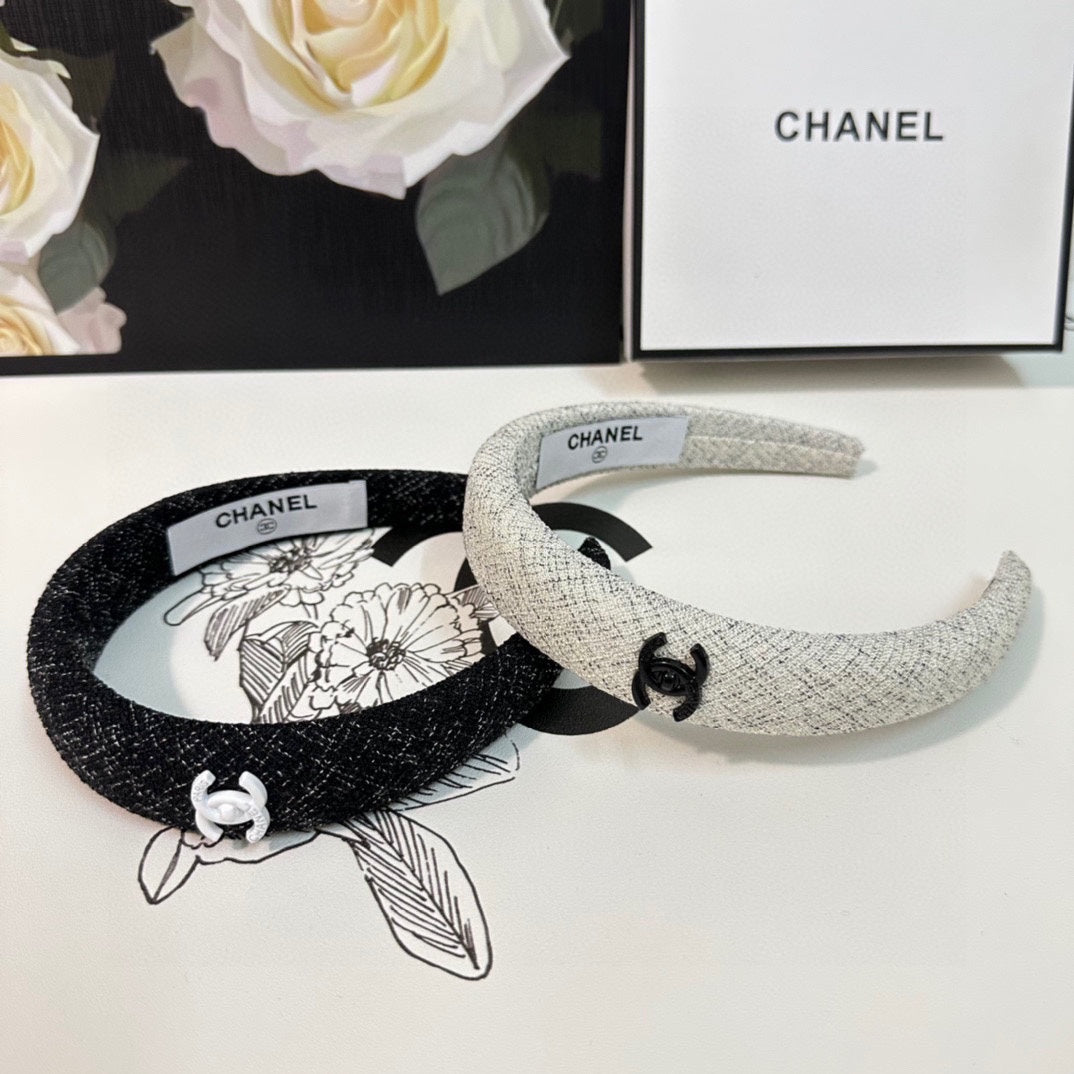 CHANEL BLACK TWEED HAIRBAND 124639