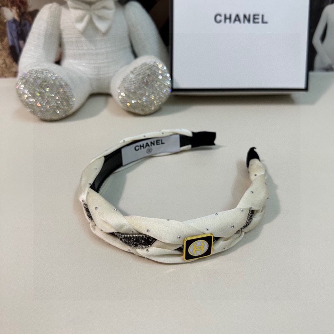 CHANEL HAIRBAND LOGO WHITE FOR WOMEN 151339