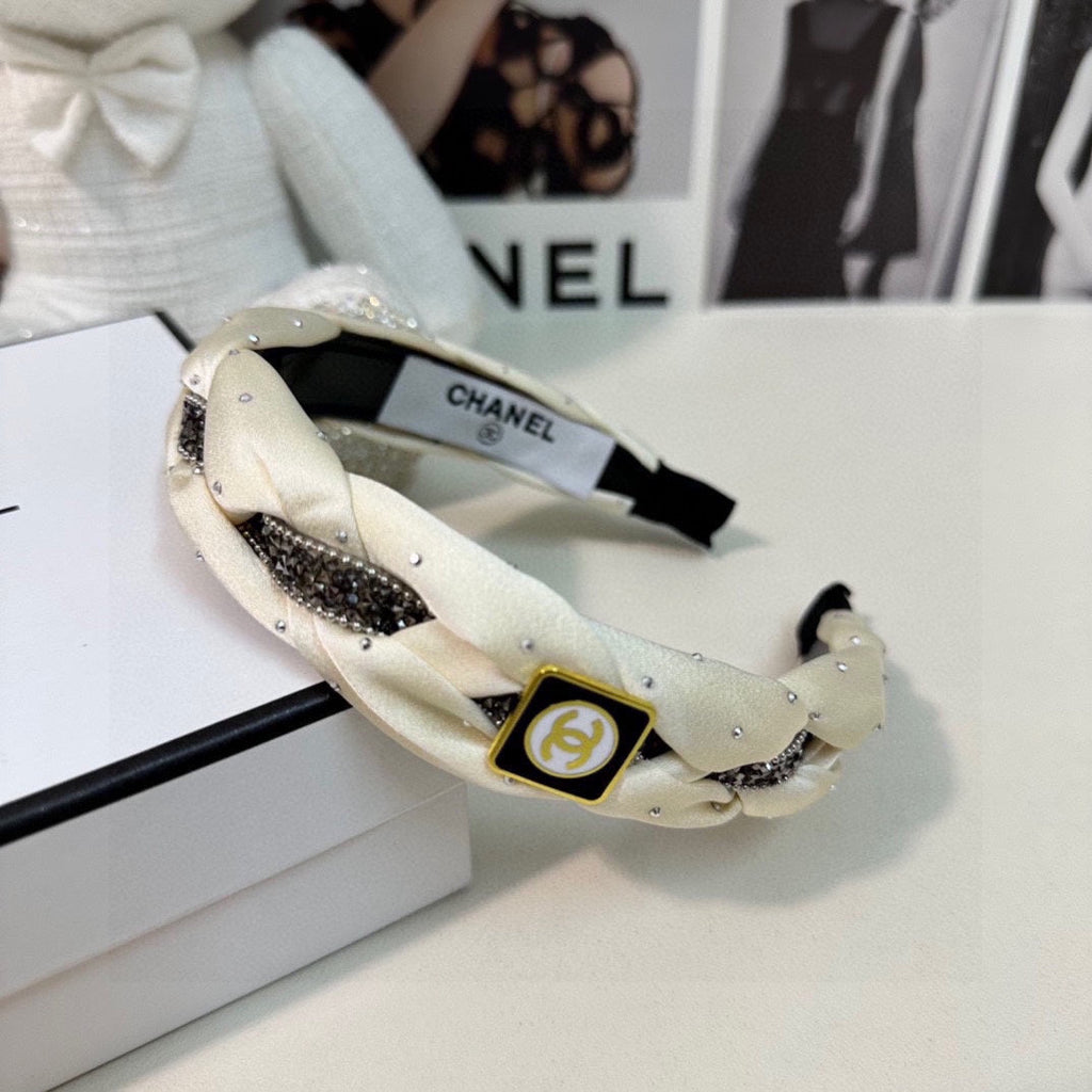 CHANEL HAIRBAND LOGO WHITE FOR WOMEN 151339