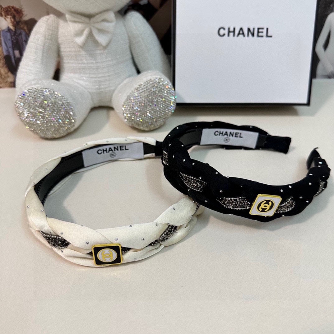 CHANEL HAIRBAND LOGO WHITE FOR WOMEN 151339