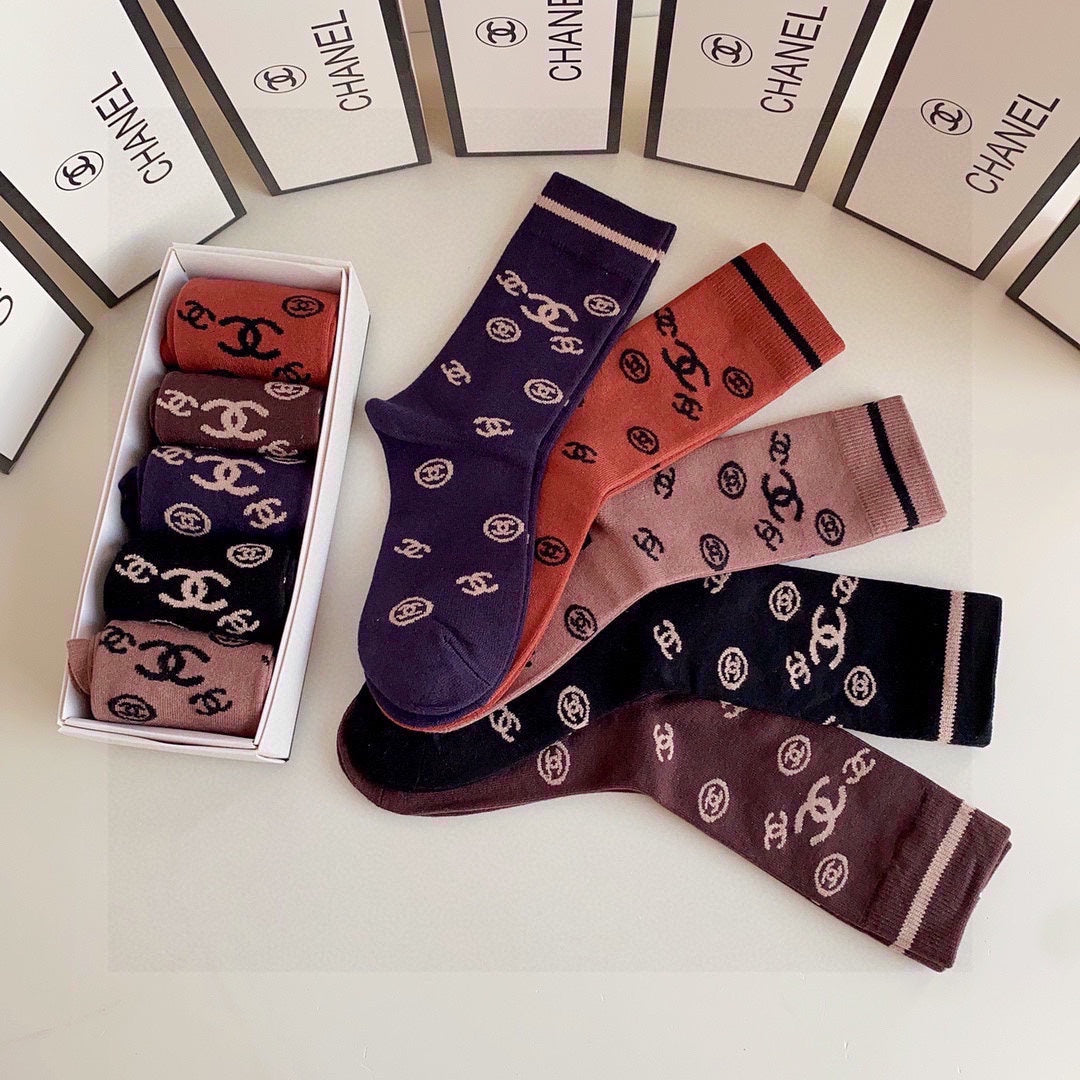 CHANEL CREW SOCKS 410989 ( 1 BOX )