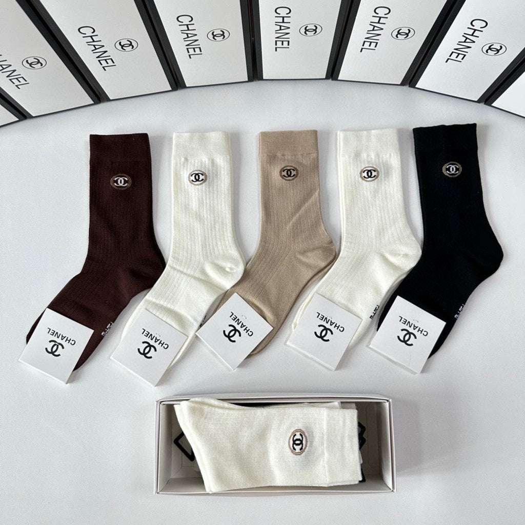 CHANEL CREW SOCKS 417476 ( 1 BOX )