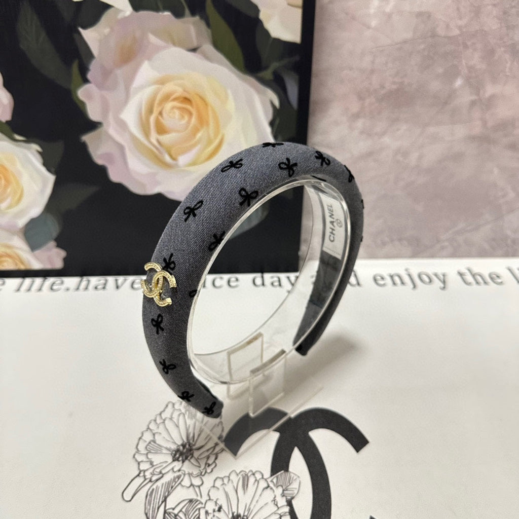 CHANEL DARK GRAY FABRIC HAIRBAND 432840
