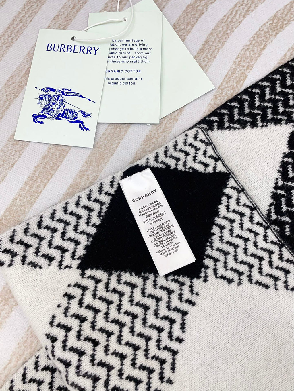 ARGYLE WOOL SCARF 190 CM BLACK MIX WHITE 394596
