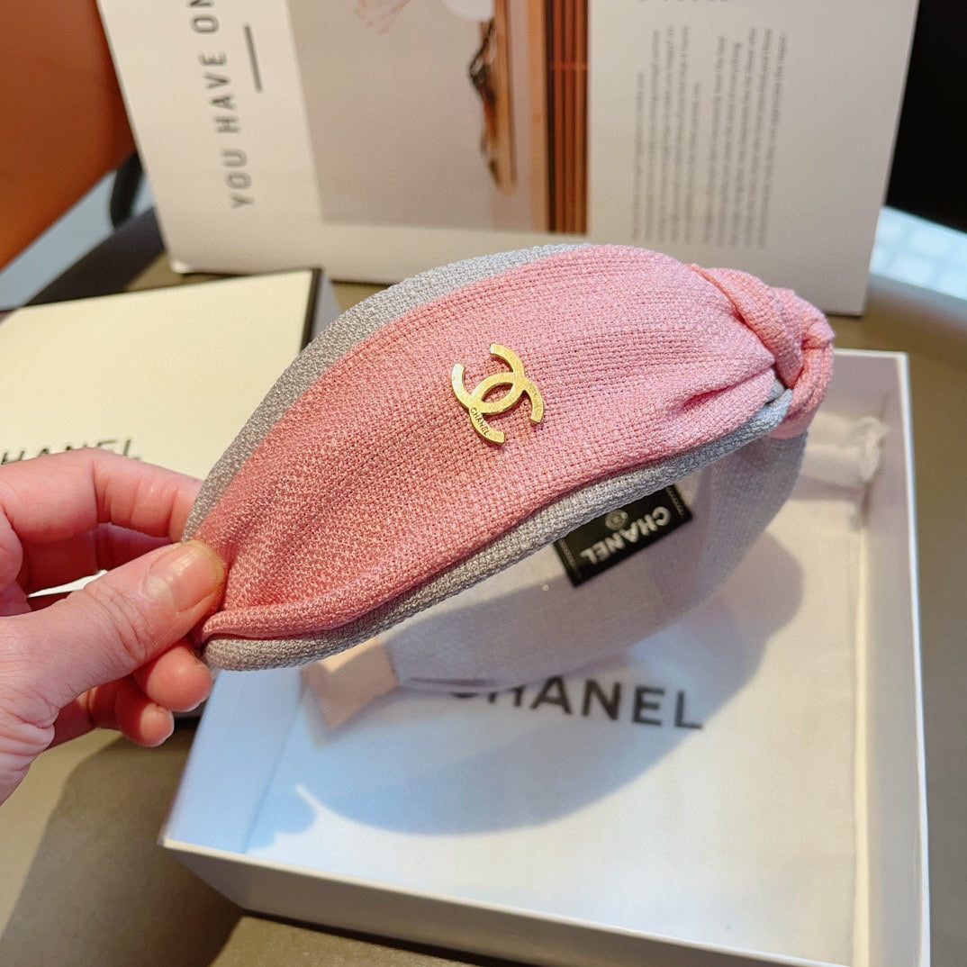 CHANEL BLUSH PINK FABRIC HEADBAND 168554