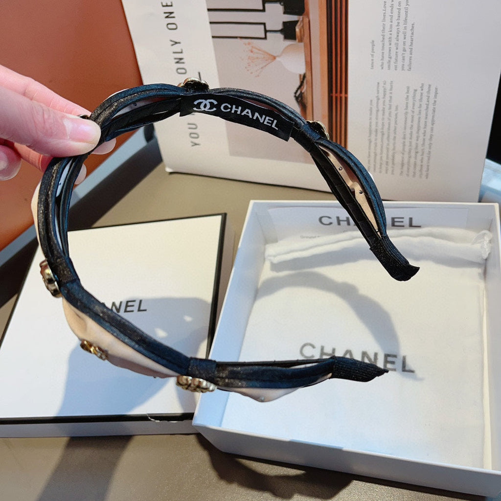 CHANEL LIGHT PINK SILK HAIRBAND 410836