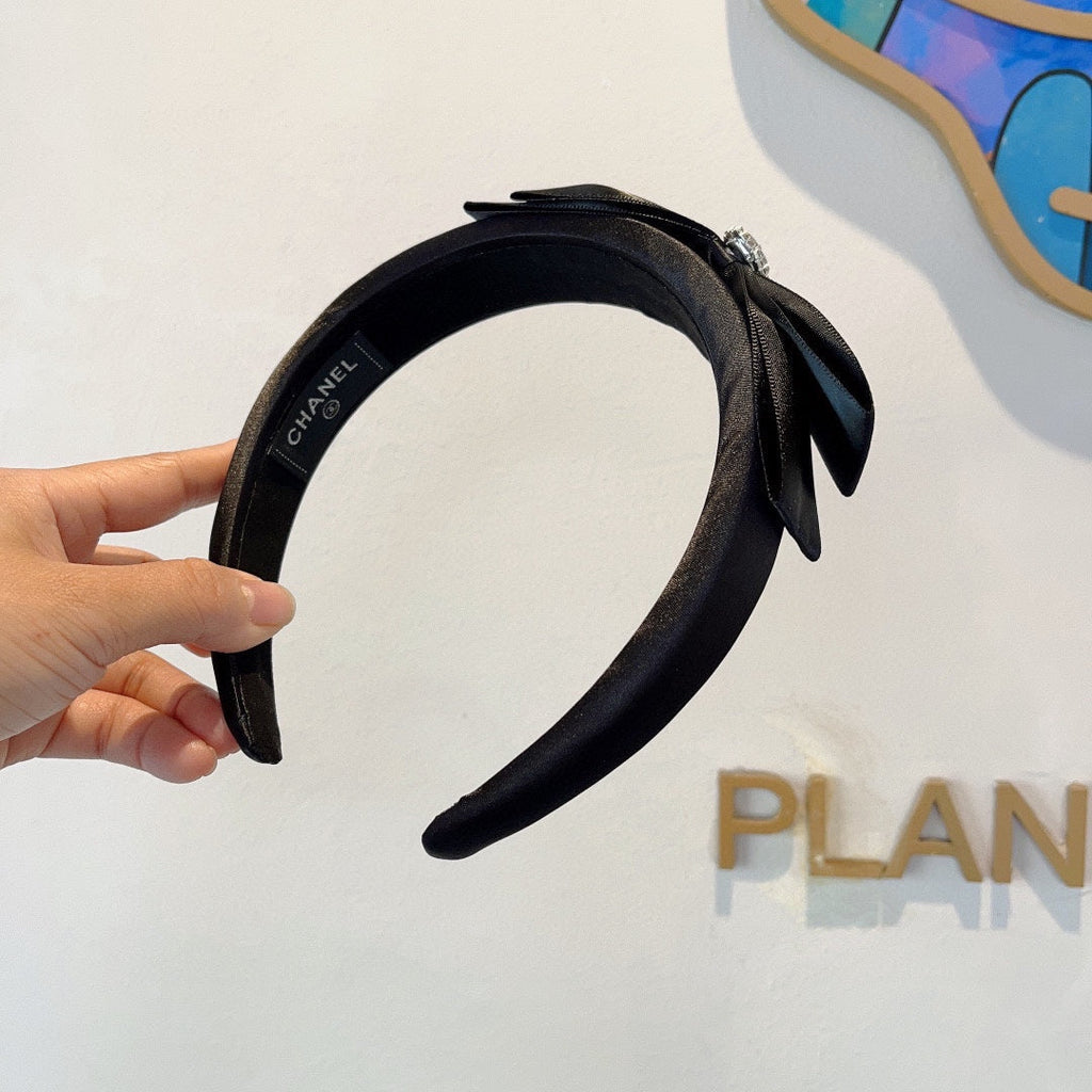 CHANEL BLACK SILK AND FABRIC HAIRBAND 414429