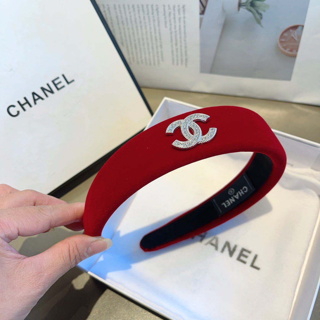 CHANEL CHERRY RED VELVET HAIRBAND 414441