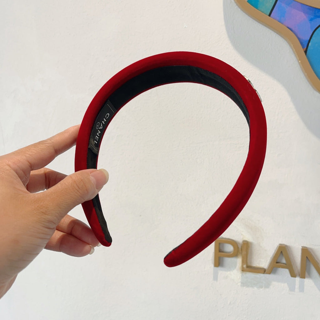 CHANEL CHERRY RED VELVET HAIRBAND 414441