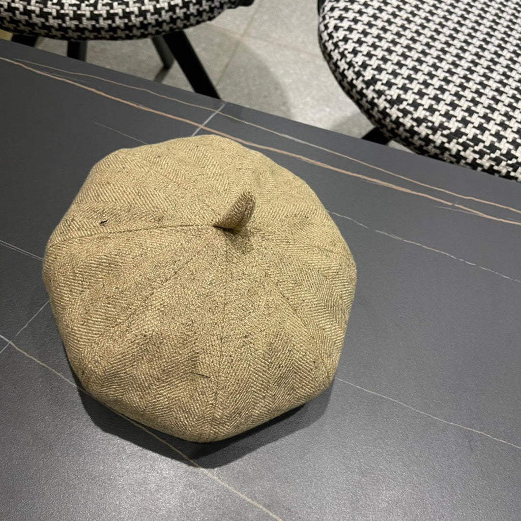 CHANEL BERET HAT IN PEANUT BROWN FABRIC 420942