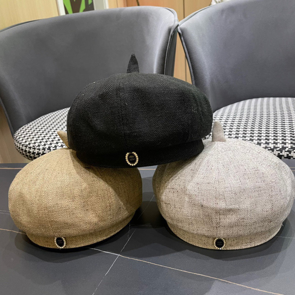 CHANEL BERET HAT IN BEIGE FABRIC 420943