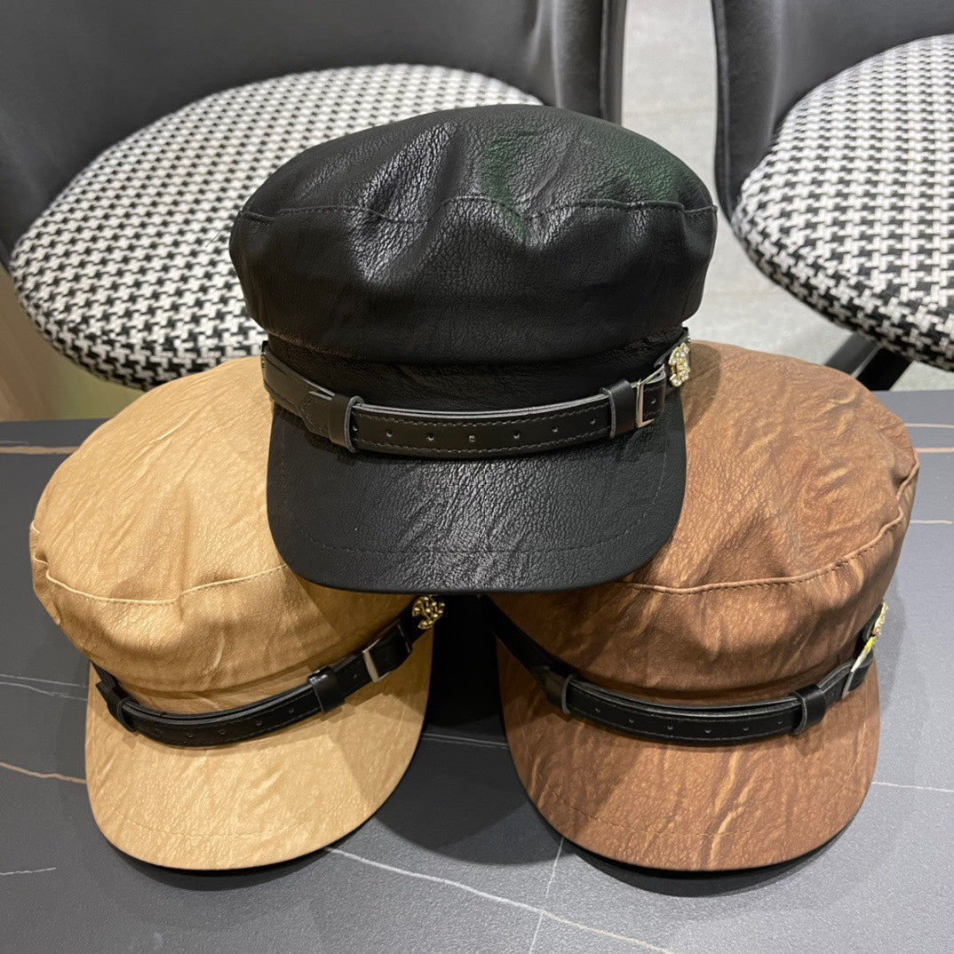 CHANEL BAKER BOY CAP IN PECAN BROWN CALFSKIN 420947