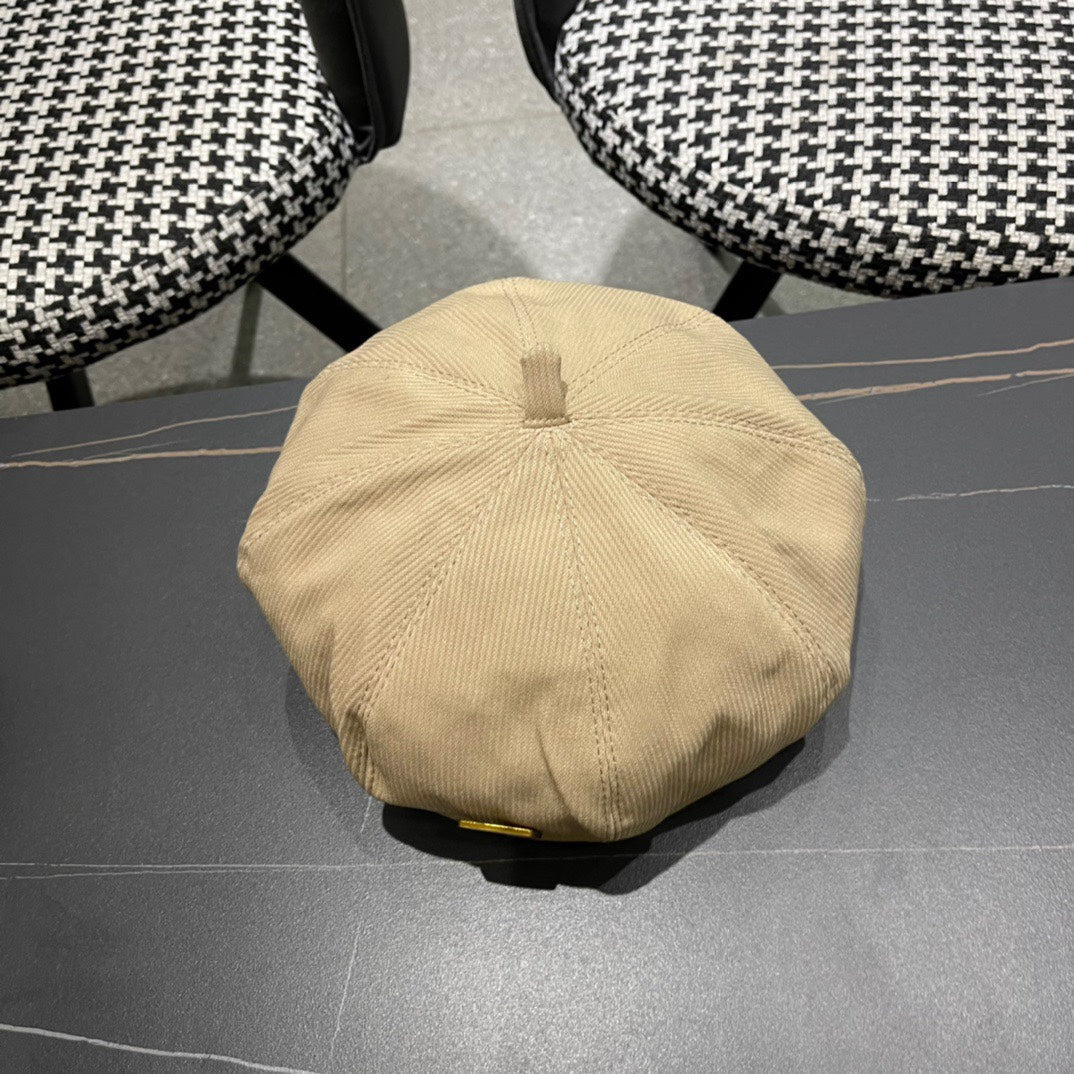 CHANEL BERET HAT IN PEANUT BROWN CORDUROY 429843