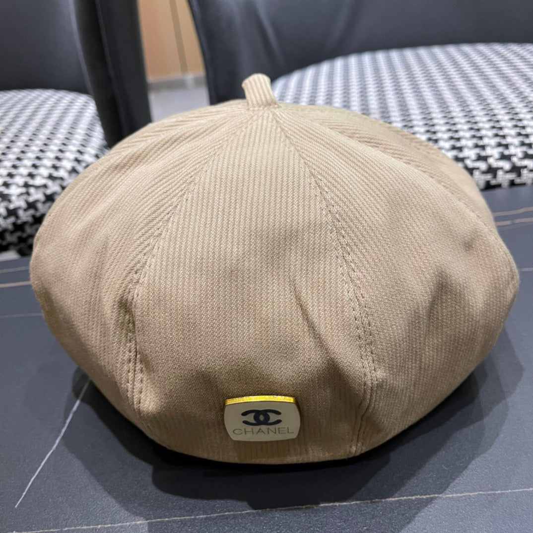 CHANEL BERET HAT IN PEANUT BROWN CORDUROY 429843