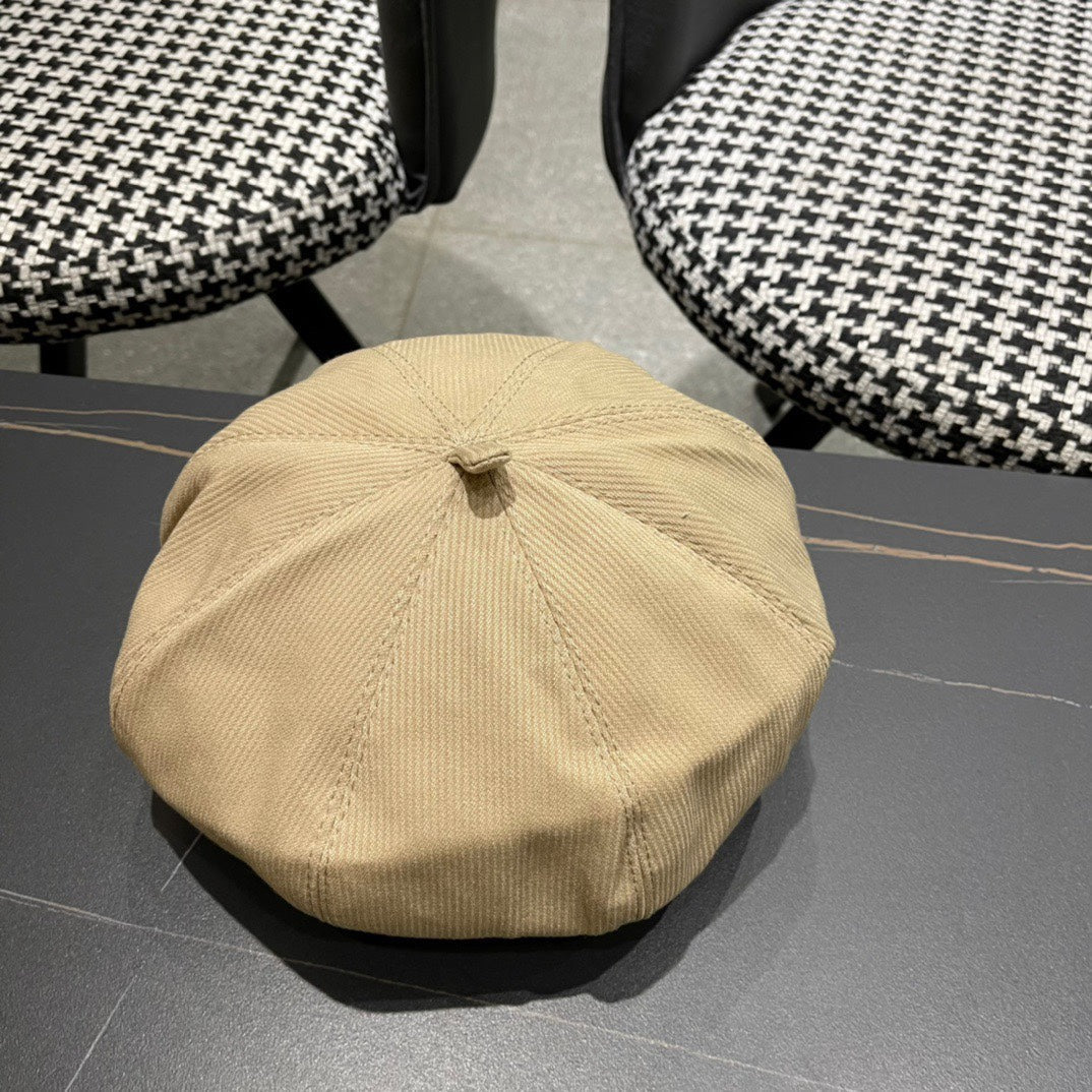 CHANEL BERET HAT IN PEANUT BROWN CORDUROY 429843