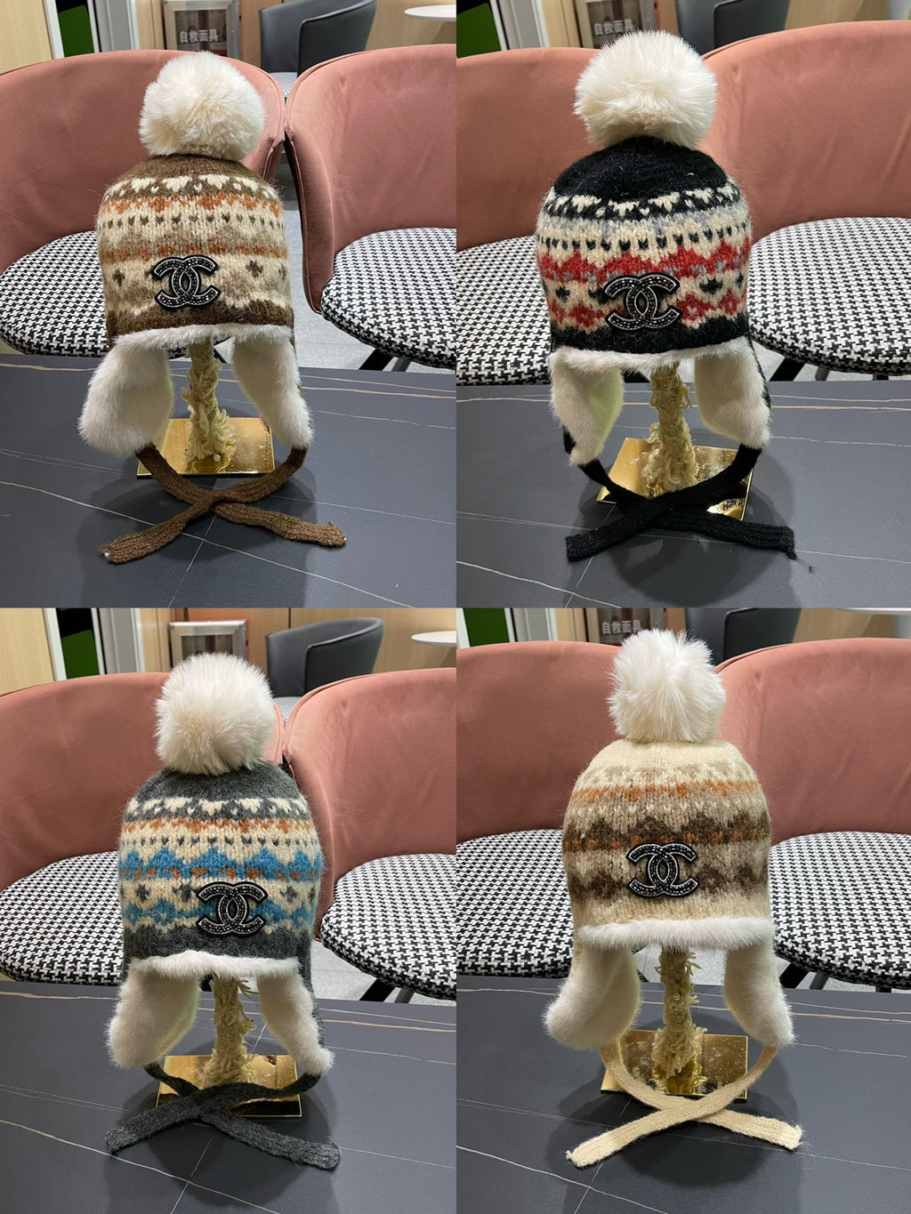 CHANEL PLUSH WINTER HAT COLORFUL 431202