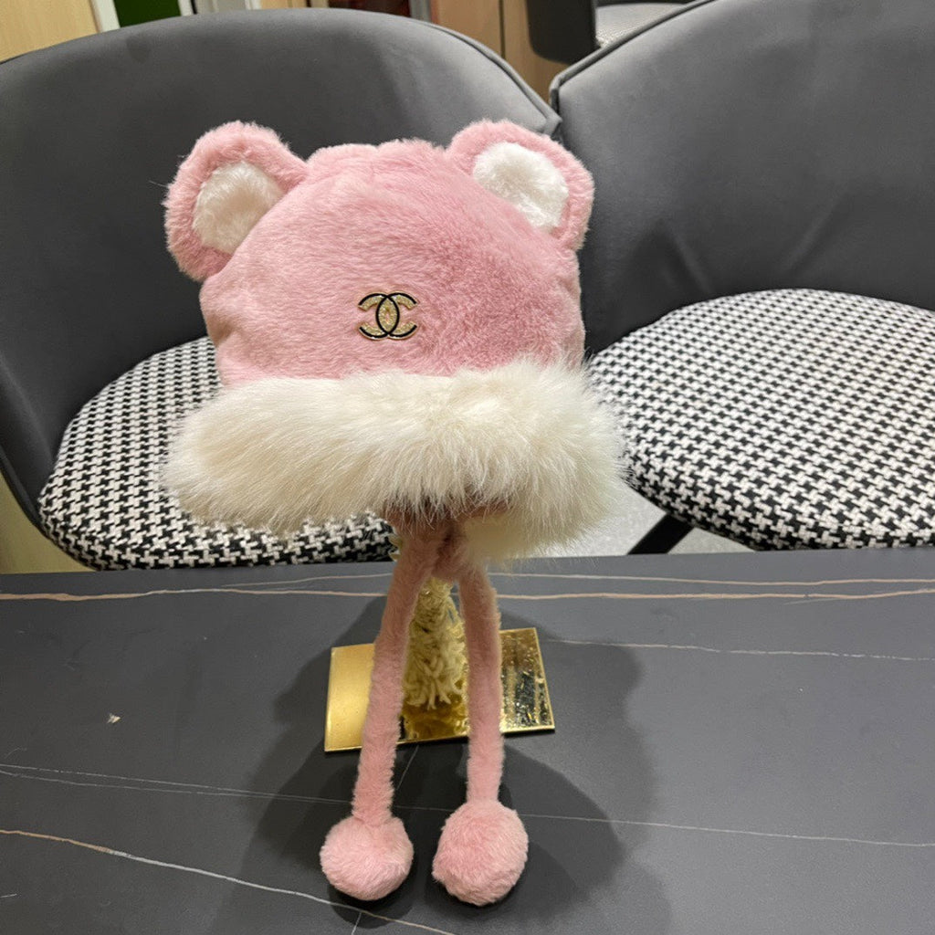 CHANEL BEANIE HAT IN BABY PINK FLEECE AND WOOL 433164