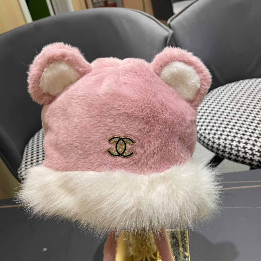 CHANEL BEANIE HAT IN BABY PINK FLEECE AND WOOL 433164