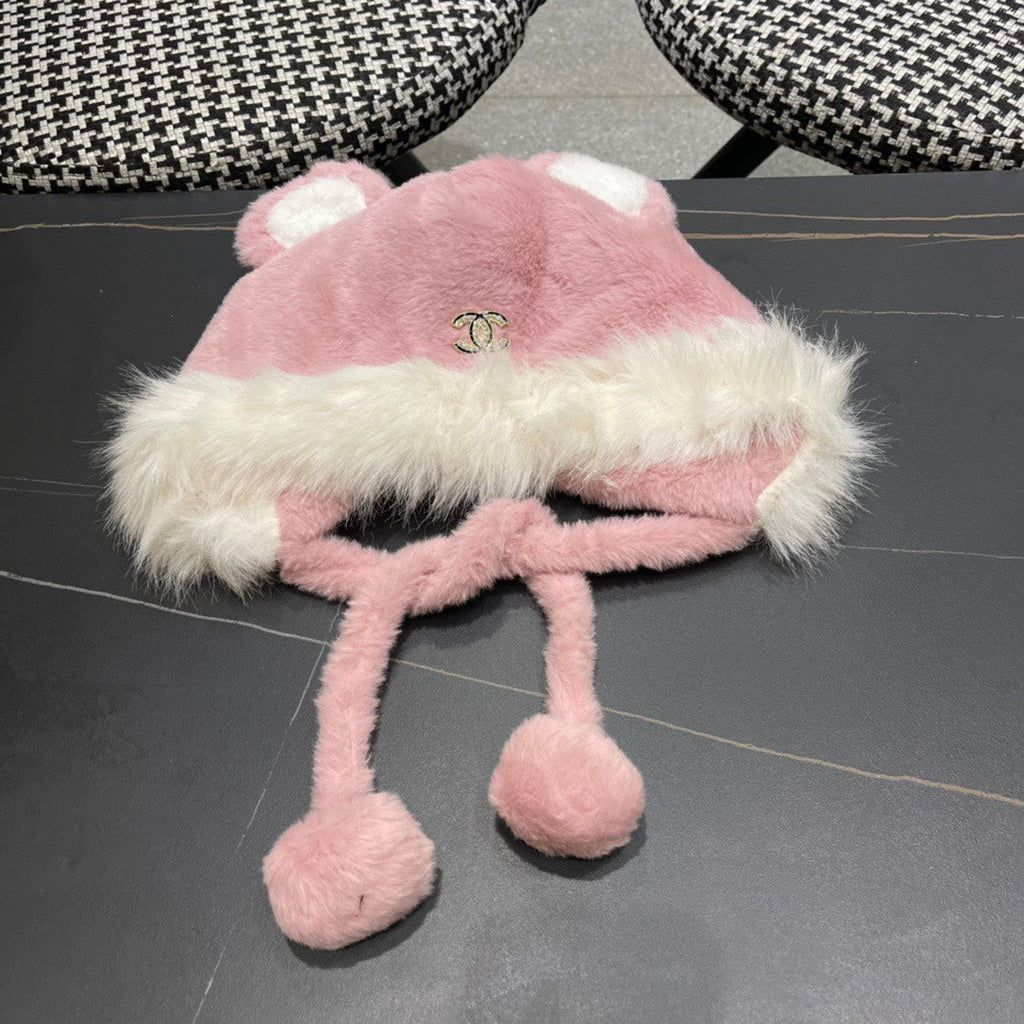 CHANEL BEANIE HAT IN BABY PINK FLEECE AND WOOL 433164