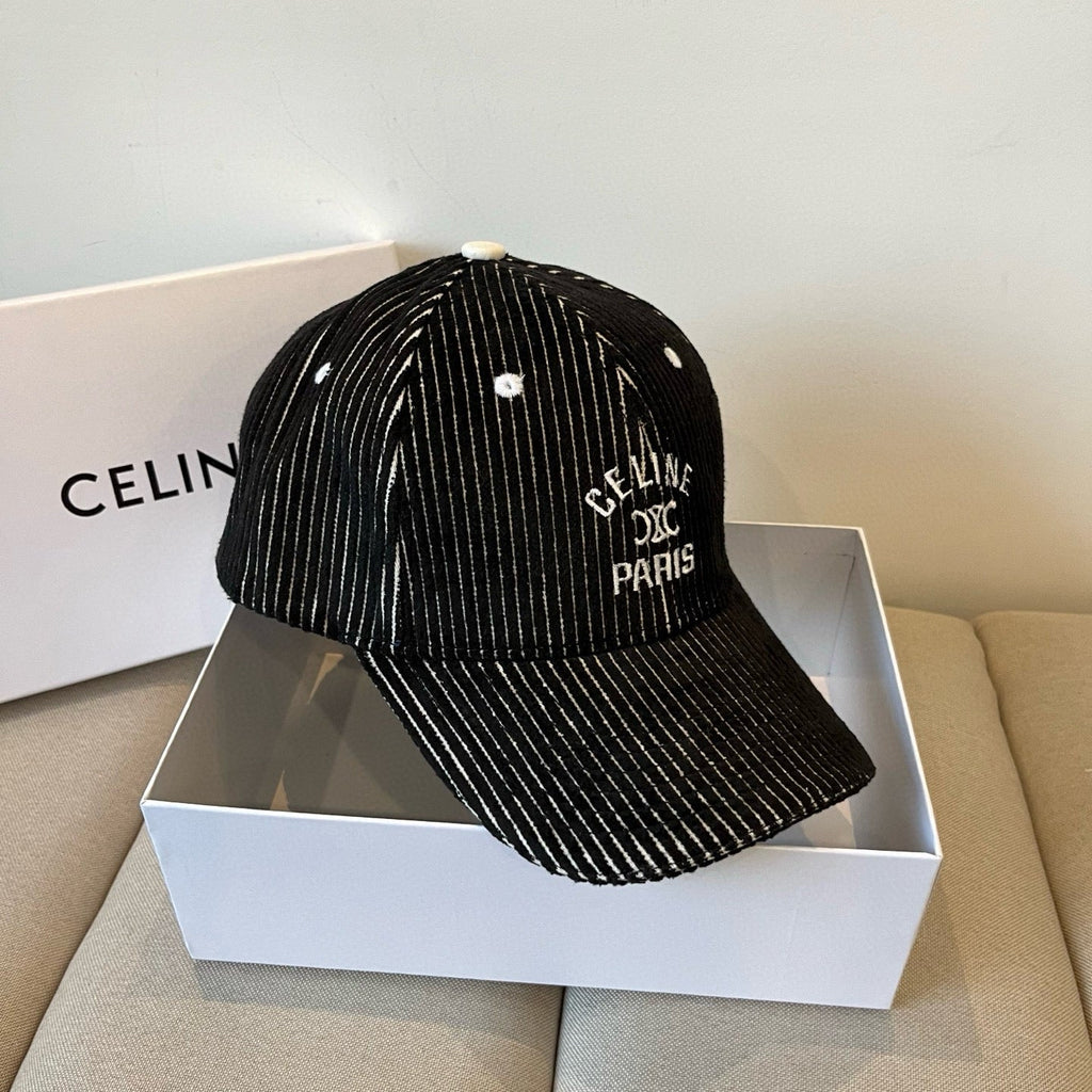 CELINE BASEBALL CAP MODEL 650190 IN BLACK CORDUROY