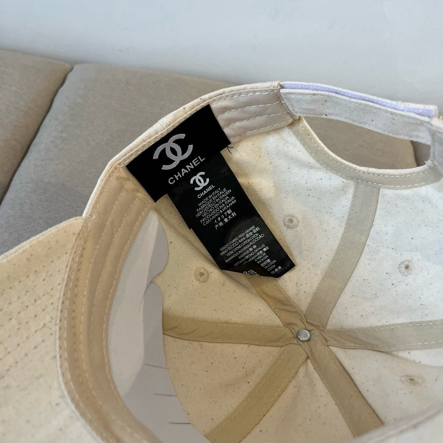 CHANEL BASEBALL HAT IN IVORY COTTON 672891