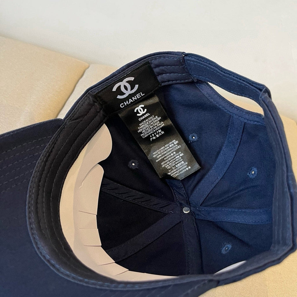 CHANEL BASEBALL HAT IN NAVY BLUE COTTON 672894