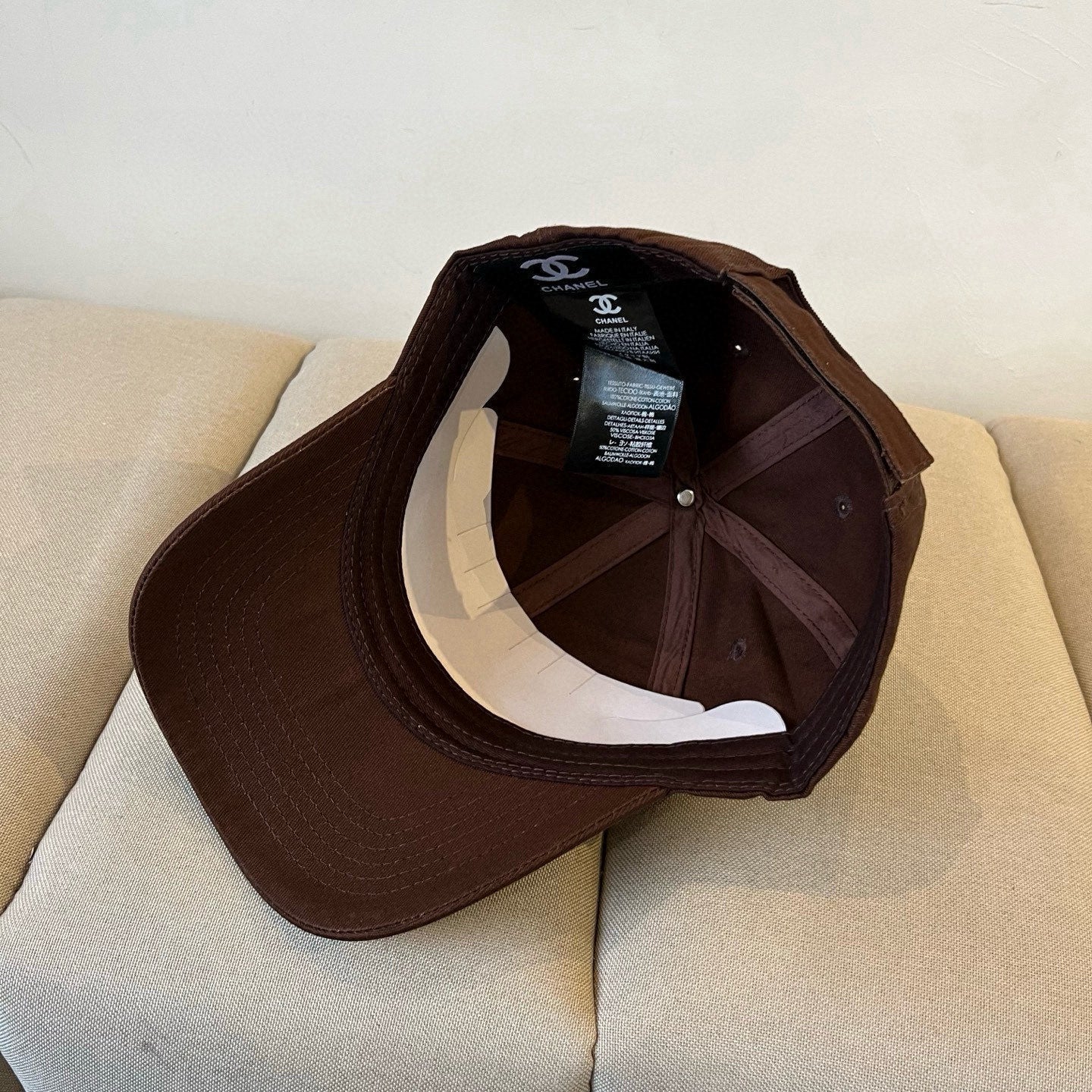 CHANEL BASEBALL HAT IN DARK CHOCOLATE COTTON 672895