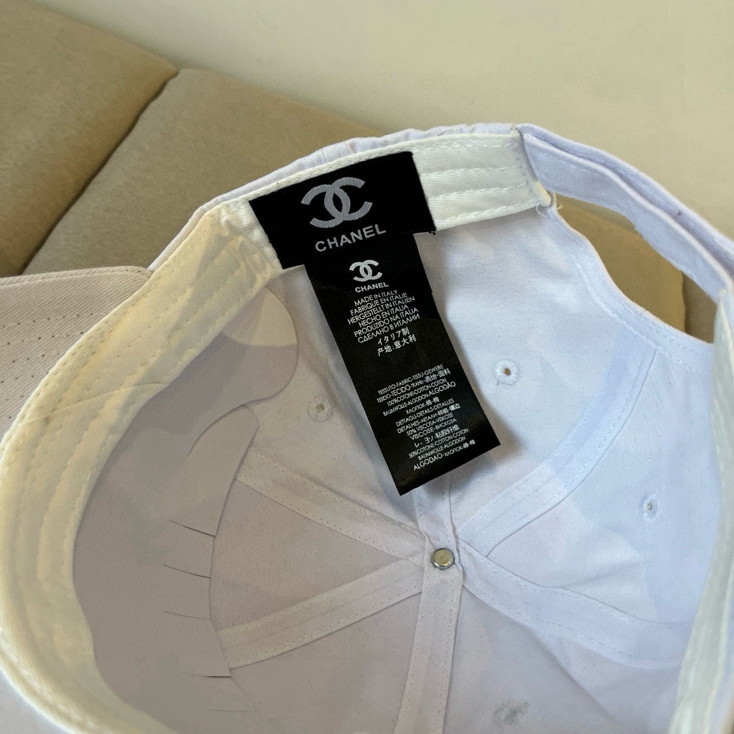 CHANEL BASEBALL HAT IN WHITE COTTON 672896
