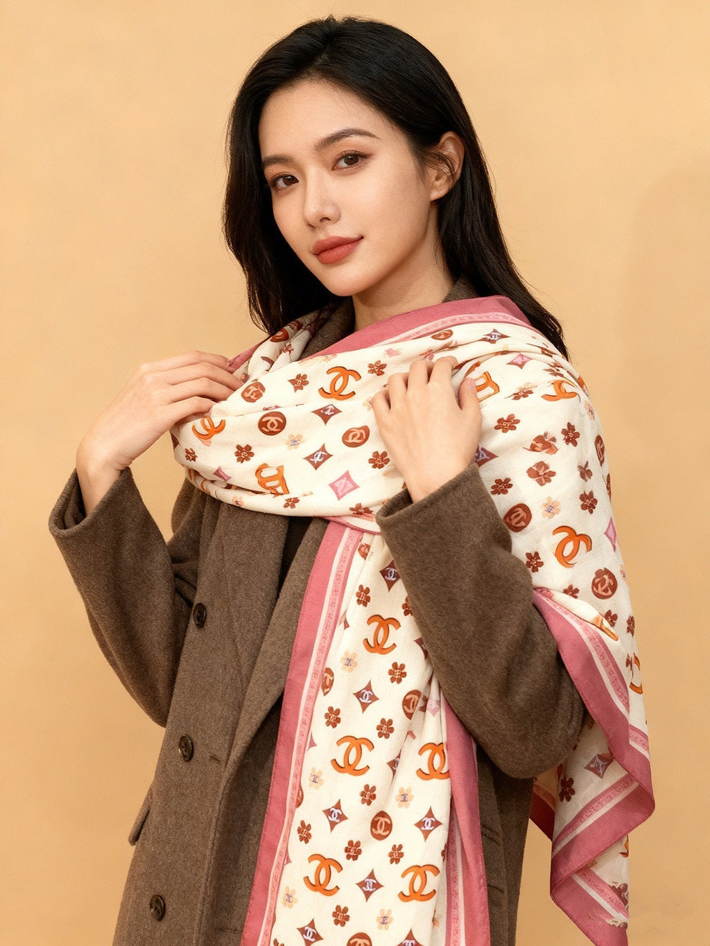 CHANEL 25S SCARF 140 IN CASHMERE 931507