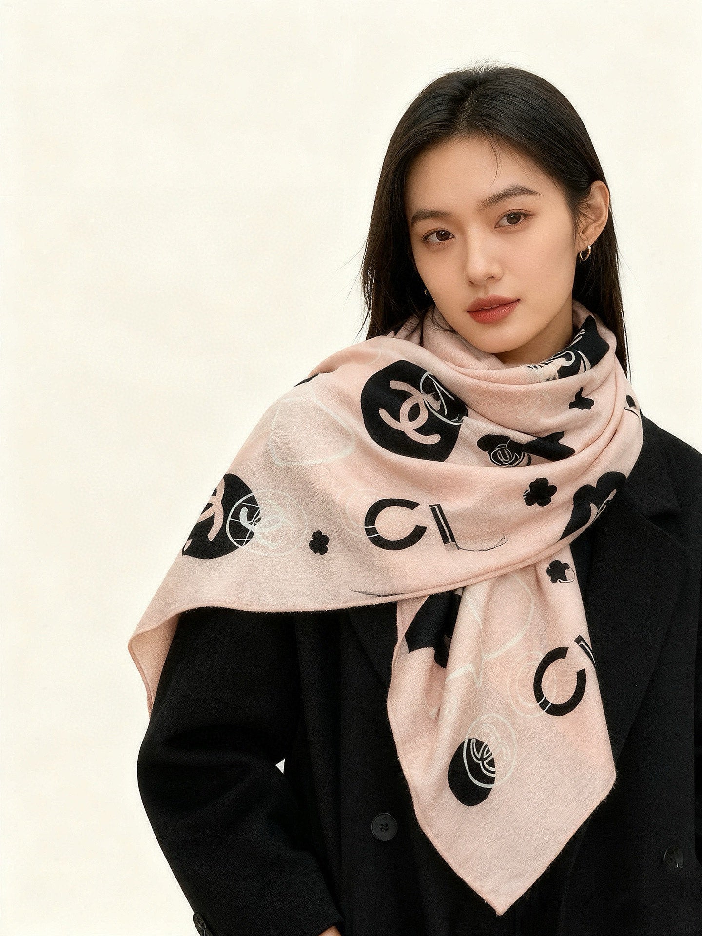 CHANEL 25S SCARF 140 IN SILK AND CASHMERE 932003