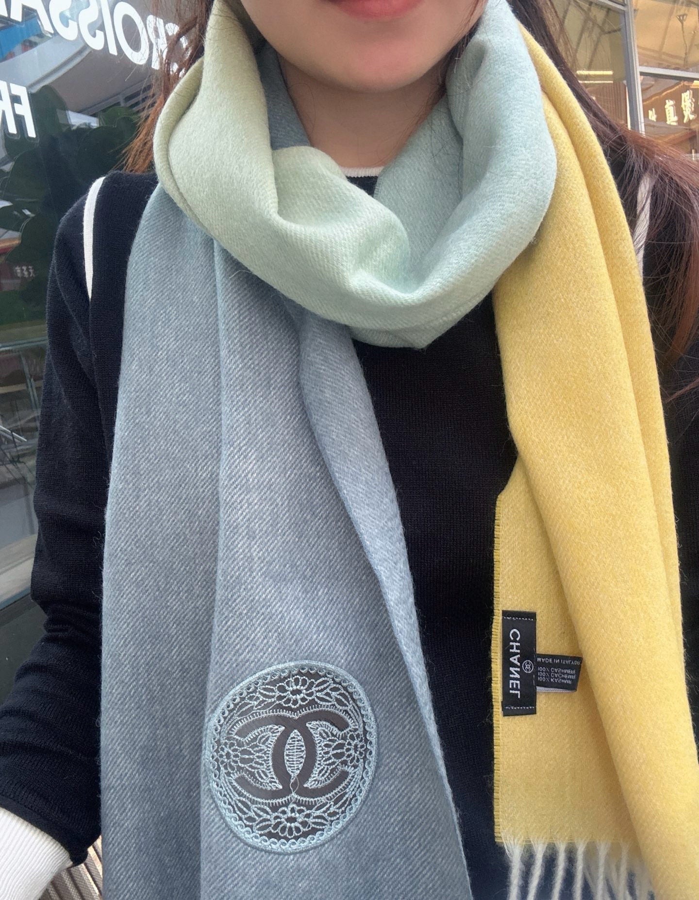 CHANEL 25S SCARF 180 IN CASHMERE 876135