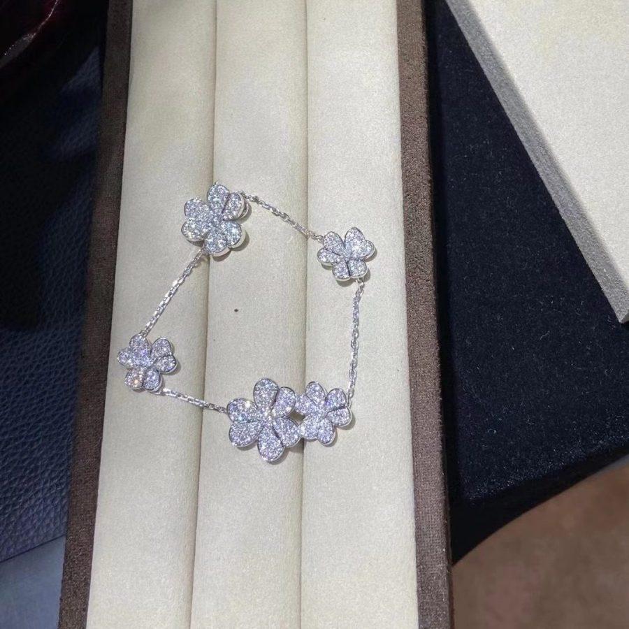 VCA FRIVOLE SILVER 5 FLOWERS BRACELET